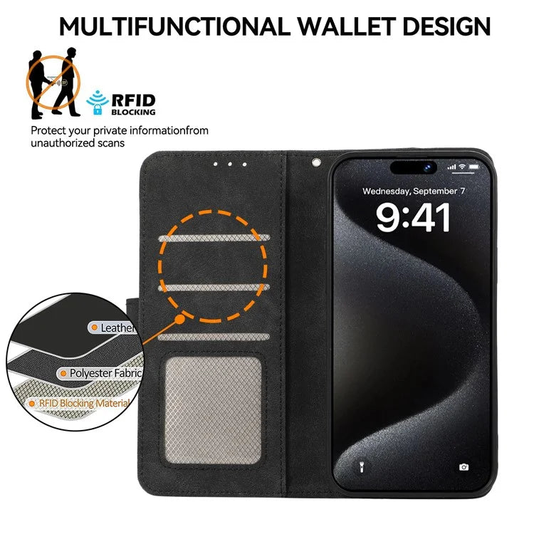 ABEEL For iPhone 15 Pro Cell Phone Cases RFID Blocking Wallet Shell