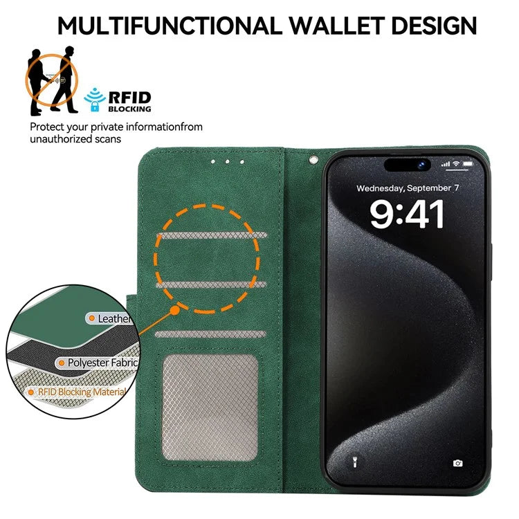 ABEEL For iPhone 15 Pro Cell Phone Cases RFID Blocking Wallet Shell