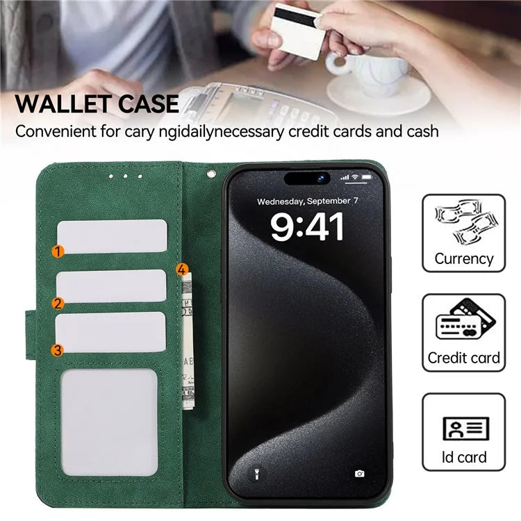 ABEEL For iPhone 15 Pro Max PU Leather Cover RFID Blocking Stand Phone Protective Case