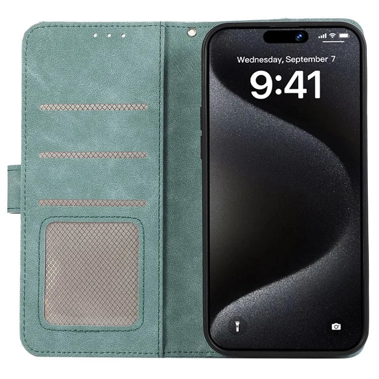 ABEEL For iPhone 15 Pro Max PU Leather Cover RFID Blocking Stand Phone Protective Case