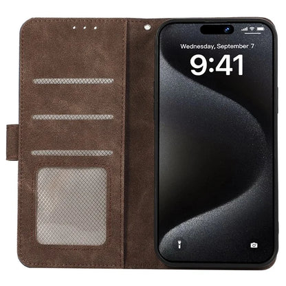 ABEEL For iPhone 15 Pro Max PU Leather Cover RFID Blocking Stand Phone Protective Case
