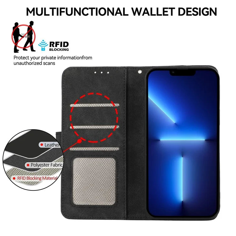 ABEEL For iPhone 13 Pro Max Case with RFID Blocking Leather Wallet Flip Folio Stand Phone Cover