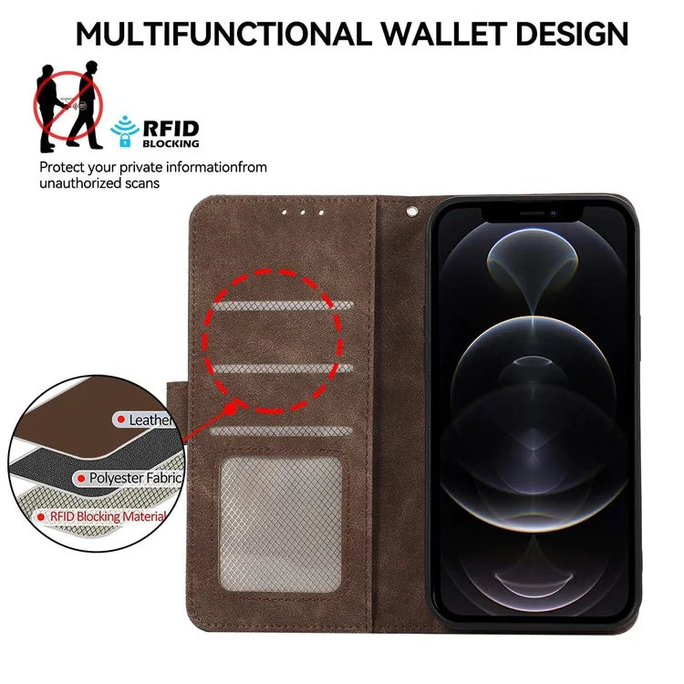 ABEEL For iPhone 12 / 12 Pro Case Color Matching RFID Blocking Leather Phone Cover with Wallet