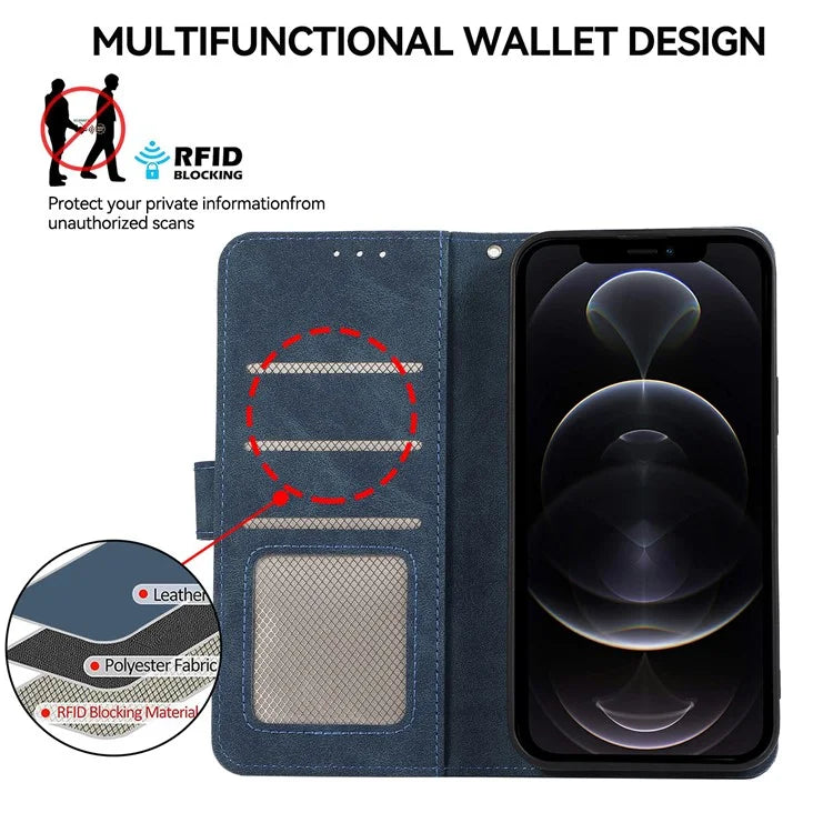 ABEEL For iPhone 12 / 12 Pro Case Color Matching RFID Blocking Leather Phone Cover with Wallet