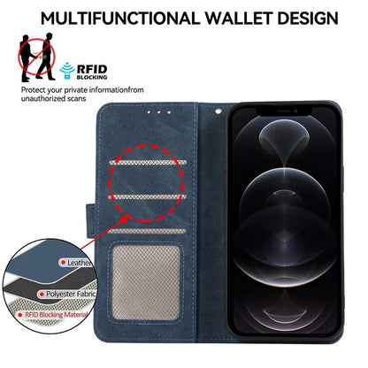 ABEEL For iPhone 12 / 12 Pro Case Color Matching RFID Blocking Leather Phone Cover with Wallet