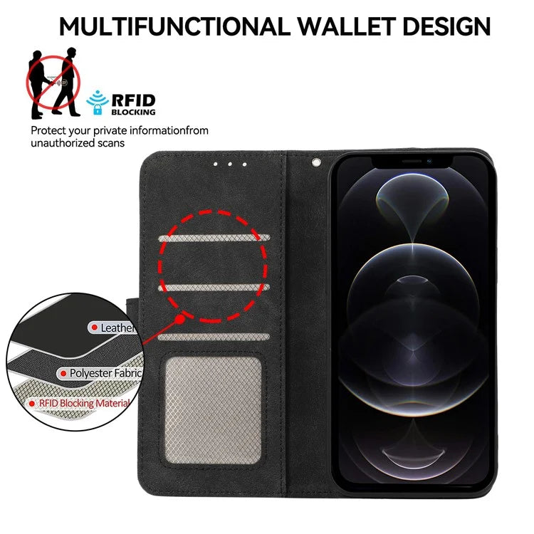 ABEEL For iPhone 12 / 12 Pro Case Color Matching RFID Blocking Leather Phone Cover with Wallet