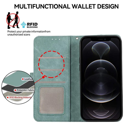ABEEL For iPhone 12 / 12 Pro Case Color Matching RFID Blocking Leather Phone Cover with Wallet