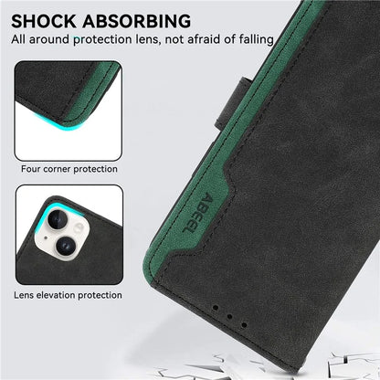 ABEEL For iPhone 13 Pro Wallet Case RFID Blocking Splicing Color Leather Phone Cover