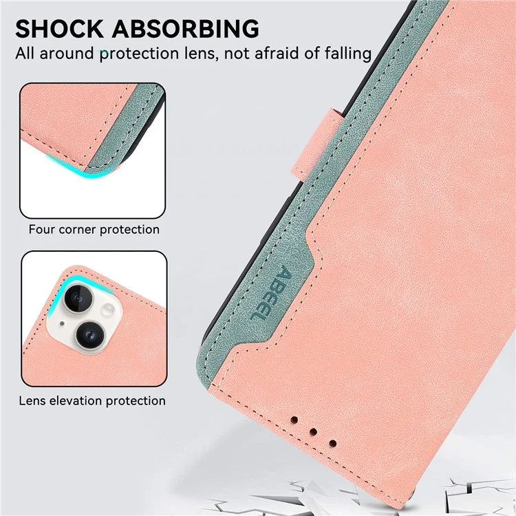 ABEEL For iPhone 13 Pro Wallet Case RFID Blocking Splicing Color Leather Phone Cover