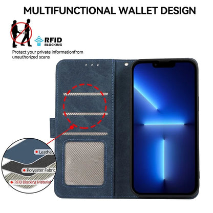 ABEEL For iPhone 13 Pro Wallet Case RFID Blocking Splicing Color Leather Phone Cover