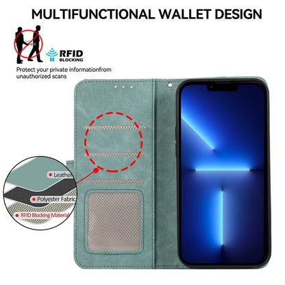 ABEEL For iPhone 13 Pro Wallet Case RFID Blocking Splicing Color Leather Phone Cover