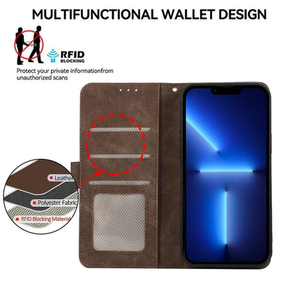 ABEEL For iPhone 13 Pro Wallet Case RFID Blocking Splicing Color Leather Phone Cover
