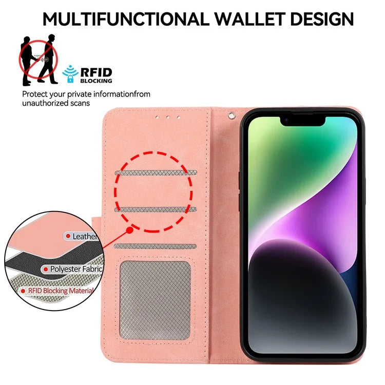 ABEEL For iPhone 14 Wallet Phone Case Color Matching RFID Blocking Leather Flip Cover