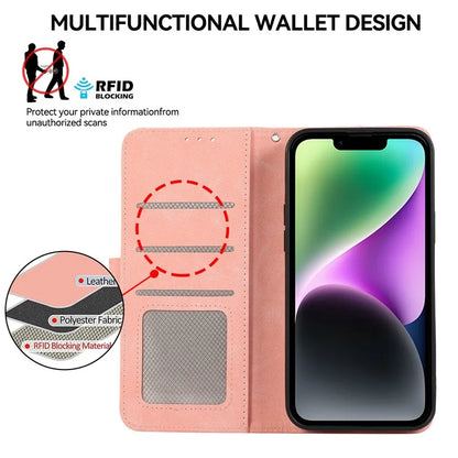 ABEEL For iPhone 14 Wallet Phone Case Color Matching RFID Blocking Leather Flip Cover