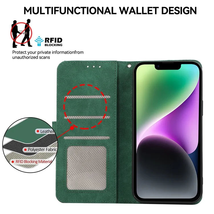 ABEEL For iPhone 14 Wallet Phone Case Color Matching RFID Blocking Leather Flip Cover
