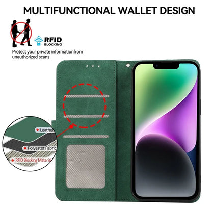 ABEEL For iPhone 14 Wallet Phone Case Color Matching RFID Blocking Leather Flip Cover