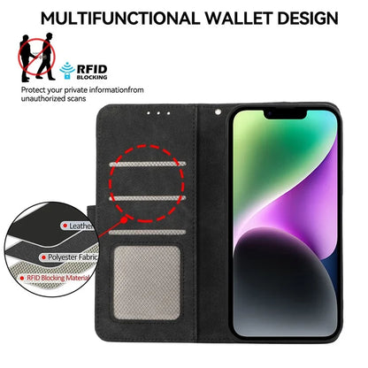 ABEEL For iPhone 14 Wallet Phone Case Color Matching RFID Blocking Leather Flip Cover