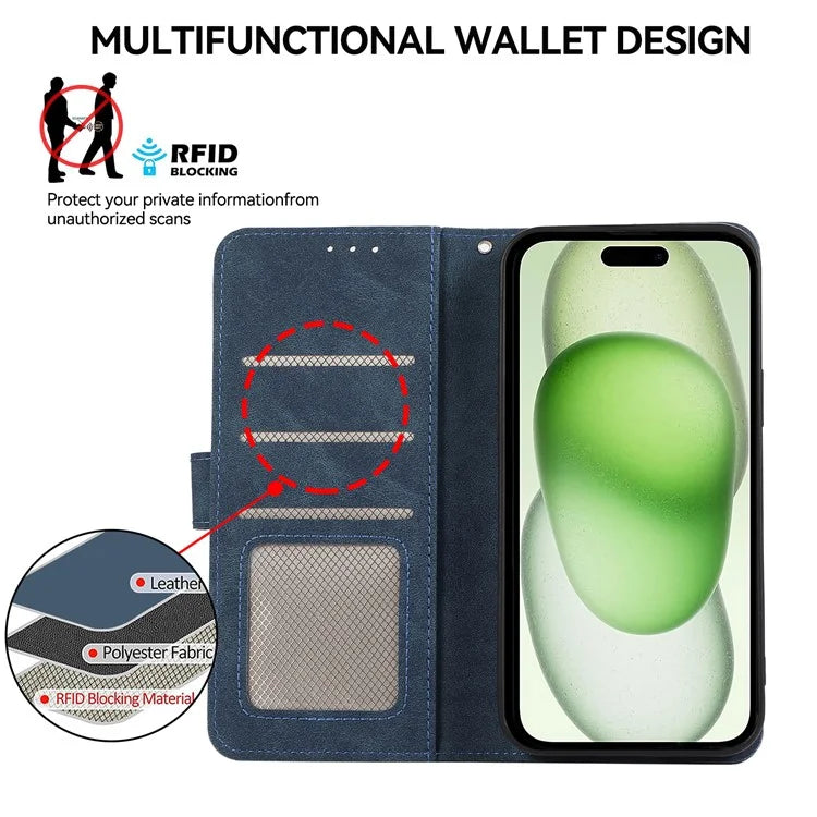 ABEEL For iPhone 15 Plus Phone Cover Color Matching RFID Blocking Card Slots Case