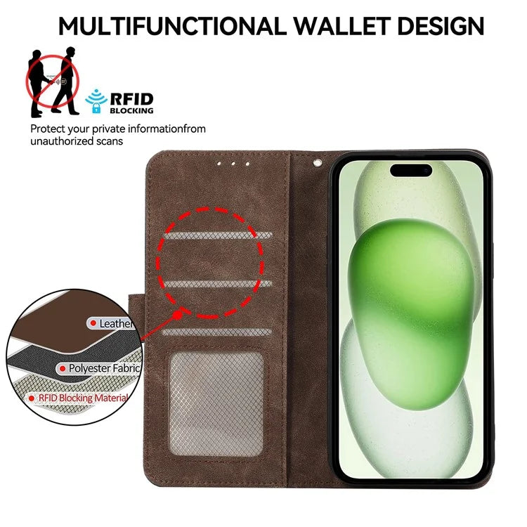 ABEEL For iPhone 15 Plus Phone Cover Color Matching RFID Blocking Card Slots Case