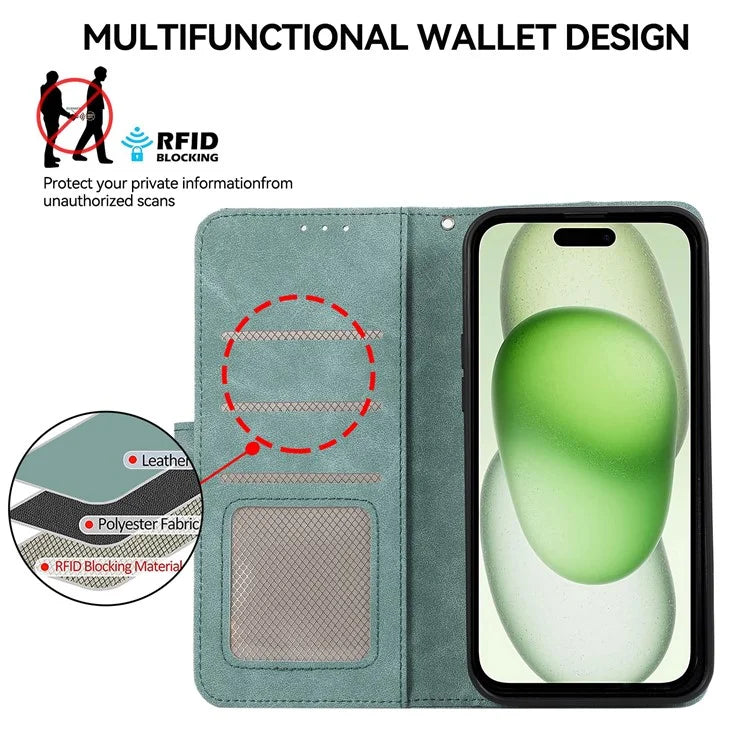 ABEEL For iPhone 15 Plus Phone Cover Color Matching RFID Blocking Card Slots Case
