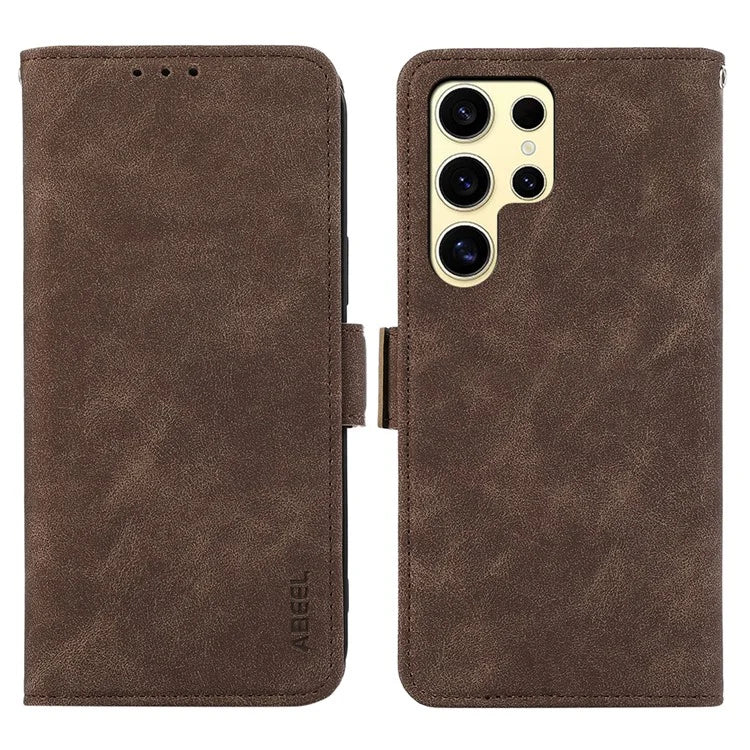 ABEEL For Samsung Galaxy S22 Ultra 5G Phone Case PU Leather Protective Cover RFID Blocking Stand
