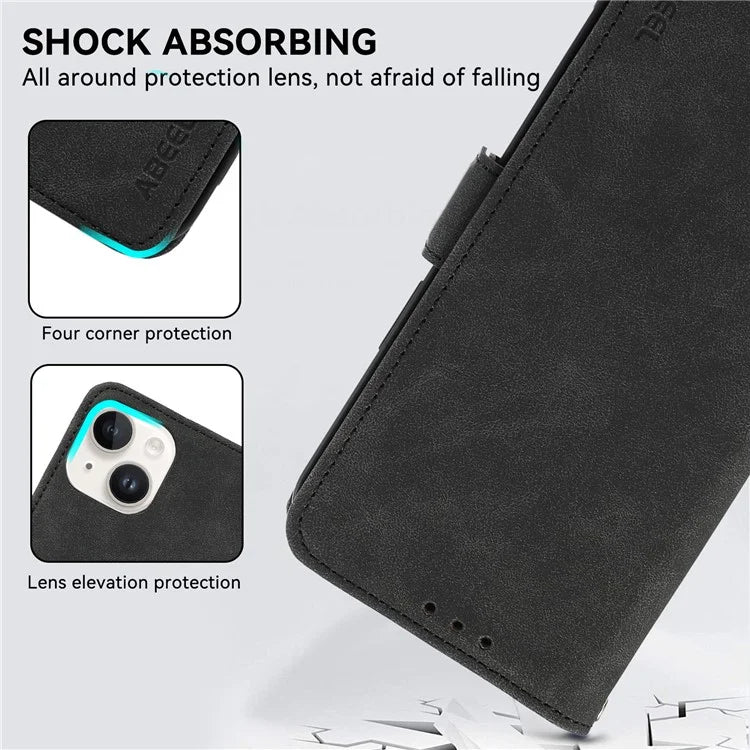 ABEEL For iPhone 14 Plus Wallet Case PU Leather RFID Blocking Phone Stand Cover