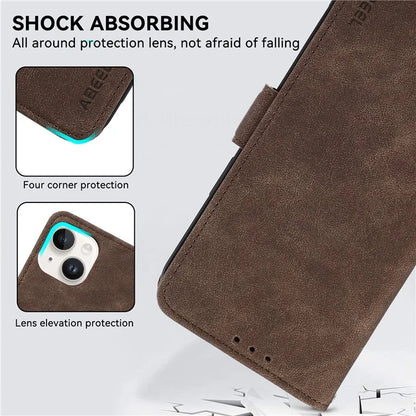ABEEL For iPhone 14 Plus Wallet Case PU Leather RFID Blocking Phone Stand Cover