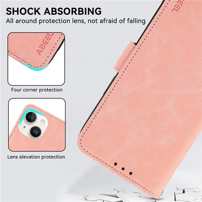 ABEEL For iPhone 14 Plus Wallet Case PU Leather RFID Blocking Phone Stand Cover