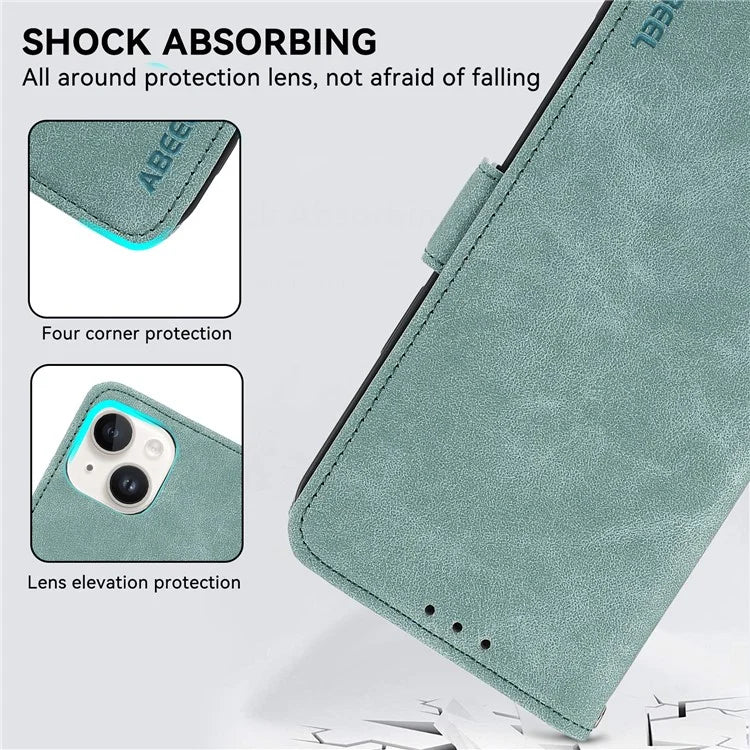 ABEEL For iPhone 14 Plus Wallet Case PU Leather RFID Blocking Phone Stand Cover