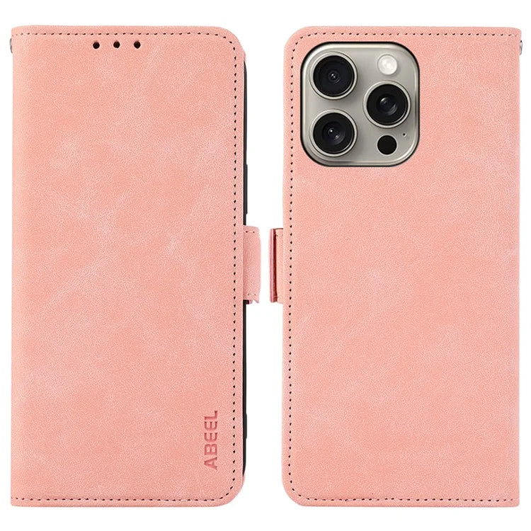 ABEEL For iPhone 12 Pro Leather Case RFID Blocking Wallet Phone Cover Side Magnetic Clasp