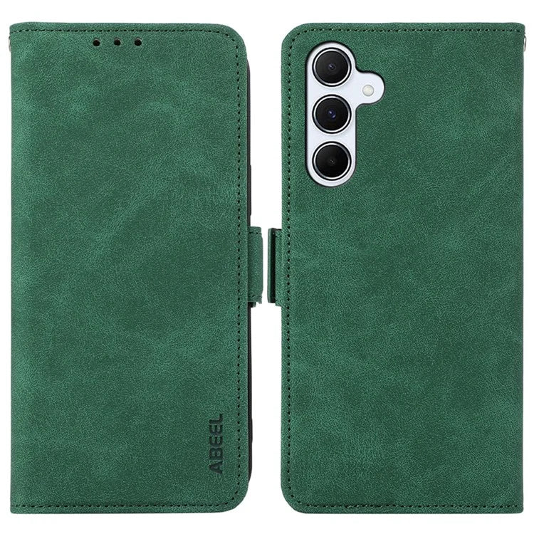 ABEEL For Samsung Galaxy A24 4G (162.1 x 77.6 x 8.3mm) PU Leather Case RFID Blocking Phone Stand Protective Shell