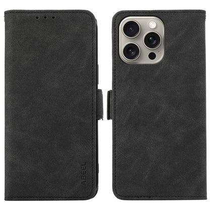 ABEEL For iPhone 15 Pro Max Wallet Case PU Leather Stand Blocking RFID Phone Cover