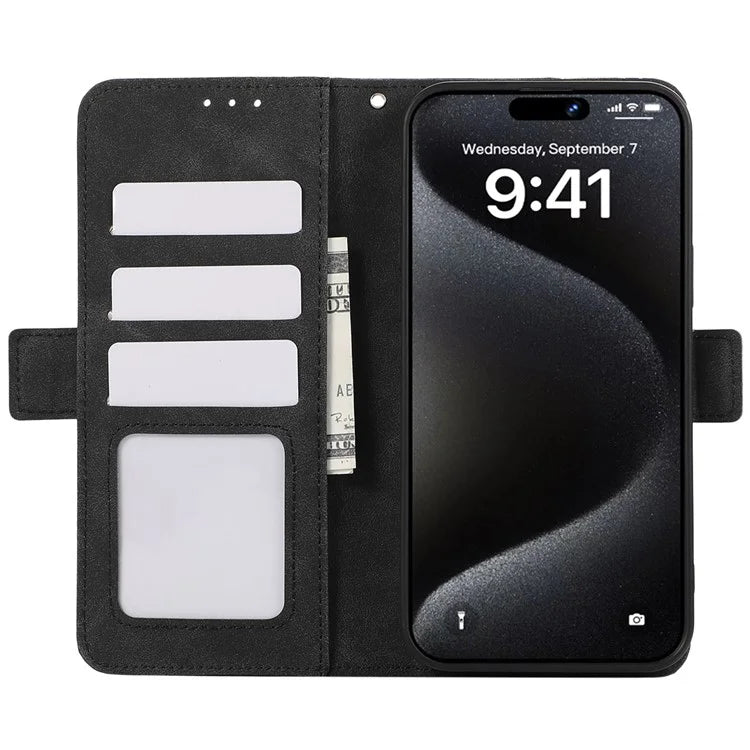 ABEEL For iPhone 15 Pro Max Wallet Case PU Leather Stand Blocking RFID Phone Cover