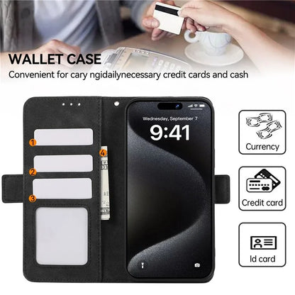 ABEEL For iPhone 15 Pro Max Wallet Case PU Leather Stand Blocking RFID Phone Cover