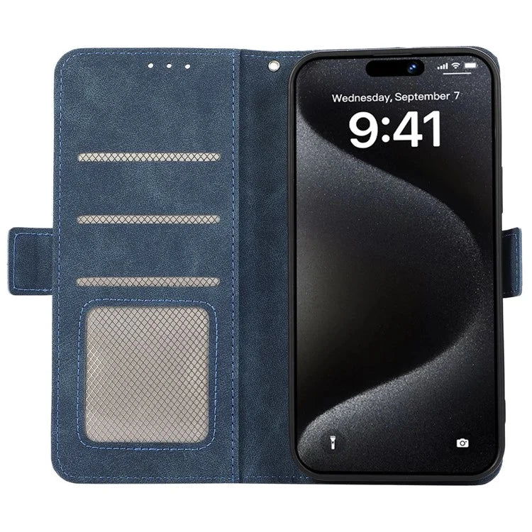 ABEEL For iPhone 15 Pro Max Wallet Case PU Leather Stand Blocking RFID Phone Cover