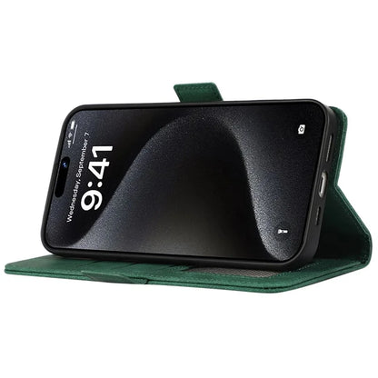 ABEEL For iPhone 15 Pro Max Wallet Case PU Leather Stand Blocking RFID Phone Cover