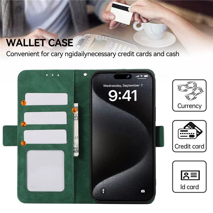 ABEEL For iPhone 15 Pro Max Wallet Case PU Leather Stand Blocking RFID Phone Cover