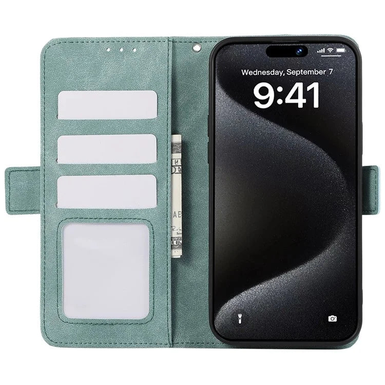 ABEEL For iPhone 15 Pro Max Wallet Case PU Leather Stand Blocking RFID Phone Cover