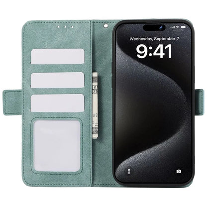 ABEEL For iPhone 15 Pro Max Wallet Case PU Leather Stand Blocking RFID Phone Cover