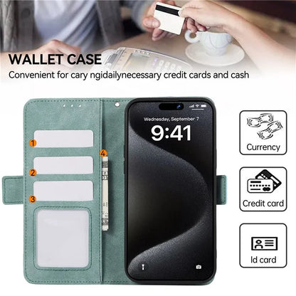 ABEEL For iPhone 15 Pro Max Wallet Case PU Leather Stand Blocking RFID Phone Cover