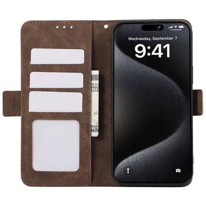ABEEL For iPhone 15 Pro Max Wallet Case PU Leather Stand Blocking RFID Phone Cover