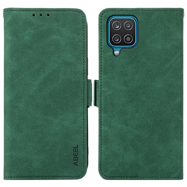 ABEEL For Samsung Galaxy A12 Cell Phone Case PU Leather RFID Blocking Flip Stand Wallet Cover