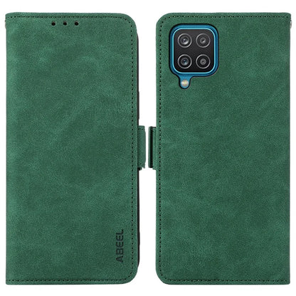ABEEL For Samsung Galaxy A12 Cell Phone Case PU Leather RFID Blocking Flip Stand Wallet Cover