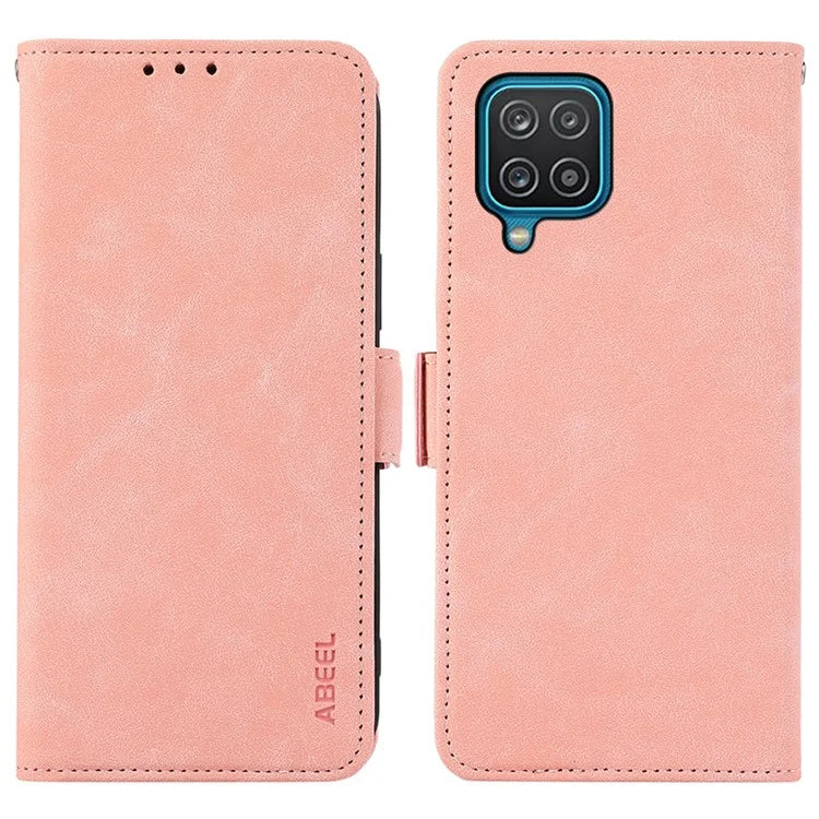 ABEEL For Samsung Galaxy A12 Cell Phone Case PU Leather RFID Blocking Flip Stand Wallet Cover