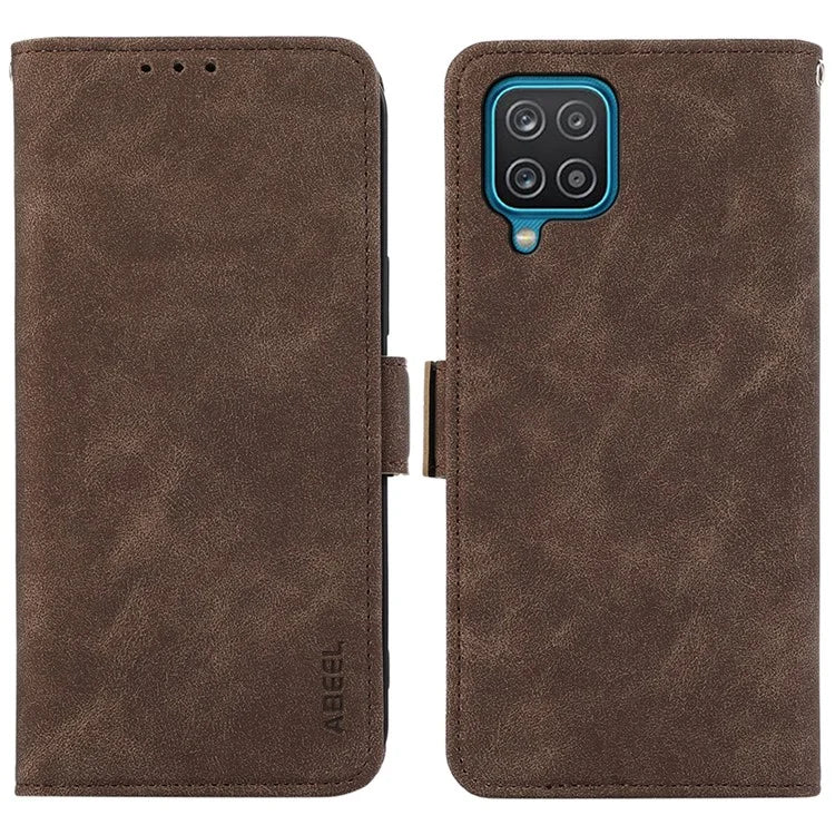 ABEEL For Samsung Galaxy A12 Cell Phone Case PU Leather RFID Blocking Flip Stand Wallet Cover