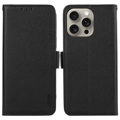 ABEEL For iPhone 15 Pro Max Case RFID Blocking Leather Phone Cover Side Magnetic Clasp
