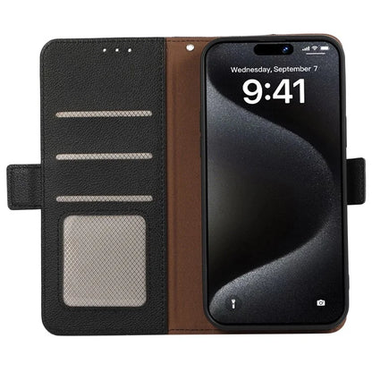 ABEEL For iPhone 15 Pro Max Case RFID Blocking Leather Phone Cover Side Magnetic Clasp