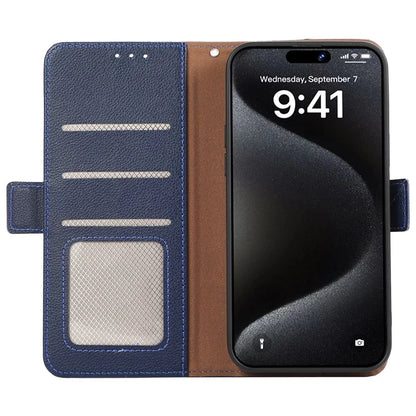 ABEEL For iPhone 15 Pro Max Case RFID Blocking Leather Phone Cover Side Magnetic Clasp