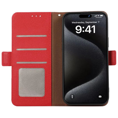 ABEEL For iPhone 15 Pro Max Case RFID Blocking Leather Phone Cover Side Magnetic Clasp