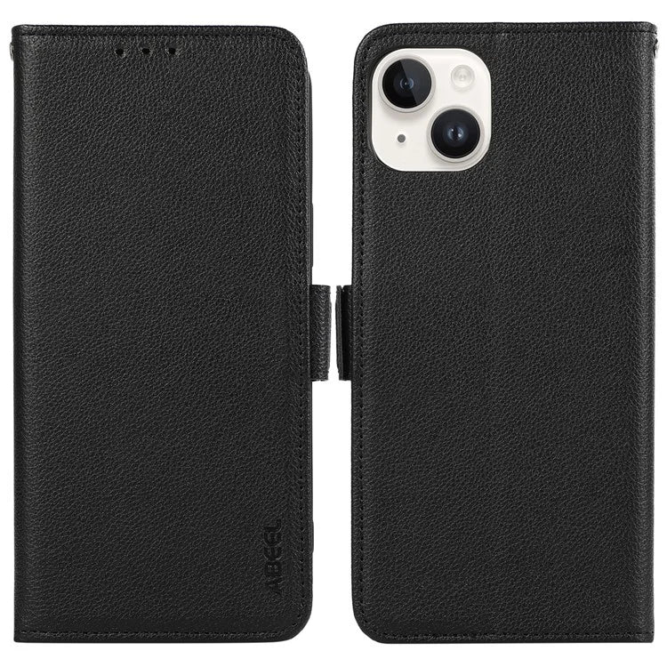 ABEEL For iPhone 13 Case RFID Blocking Card Slots  Wallet Leather Phone Cover Litchi Texture